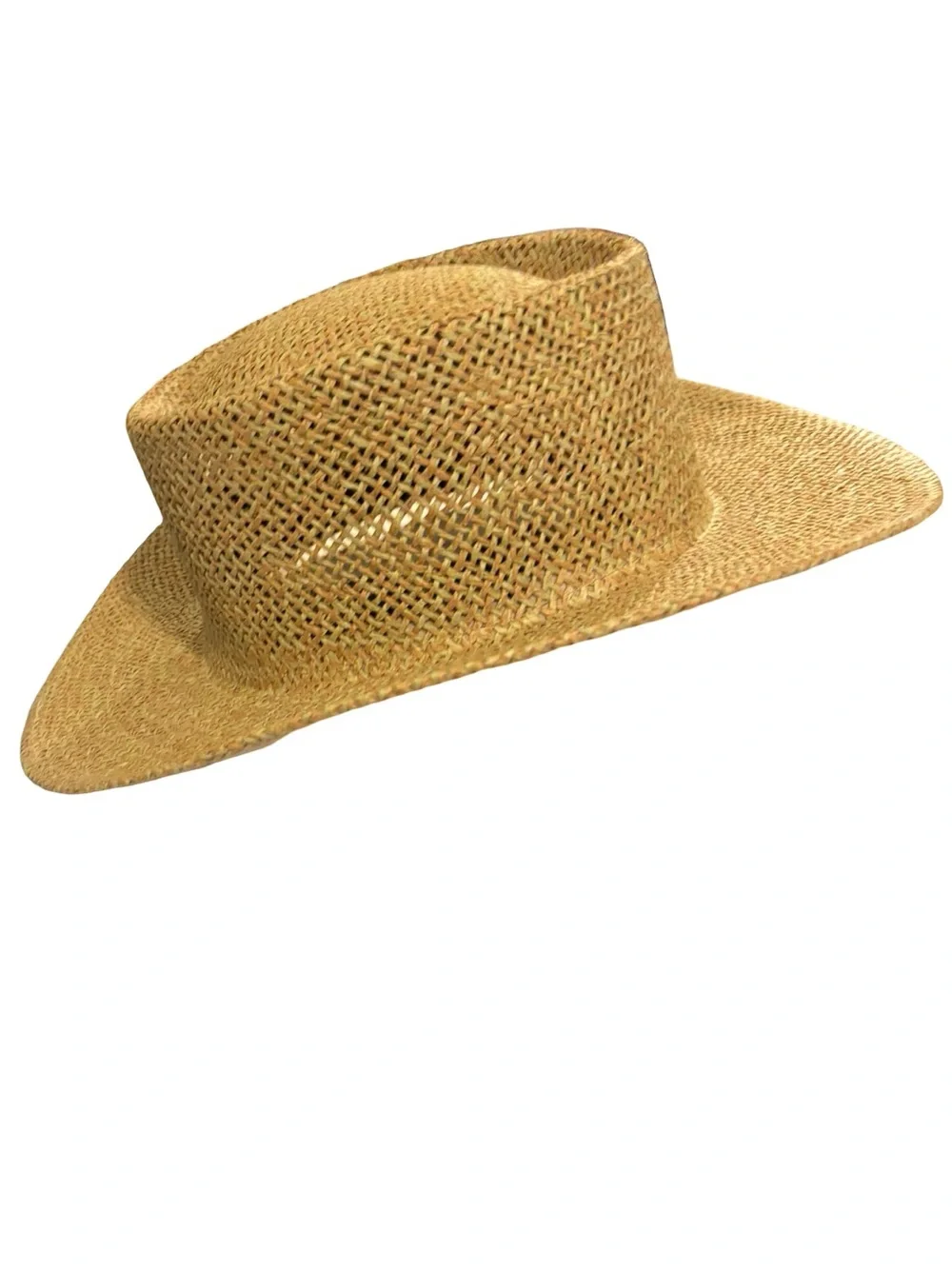 Unisex Western Outdoor Boho Resort Straw Fedora Hat - Natural Tan